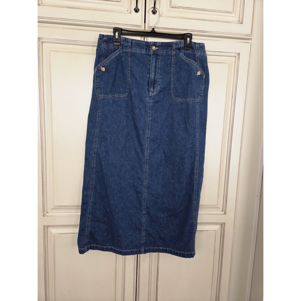 Vtg White Stag Denim Maxi Skirt Womens 14 Modest Boho 90s‎ Y2k